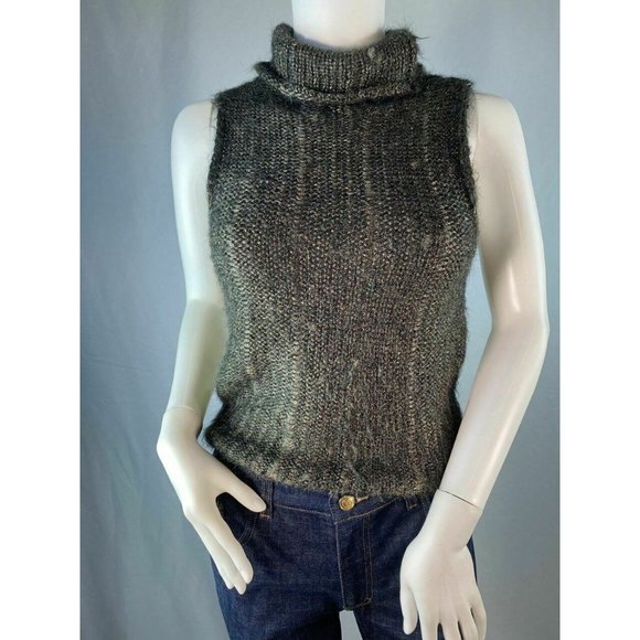 Trussardi Jeans Sleeveless Turtleneck Metallic Dar - Picture 6 of 11